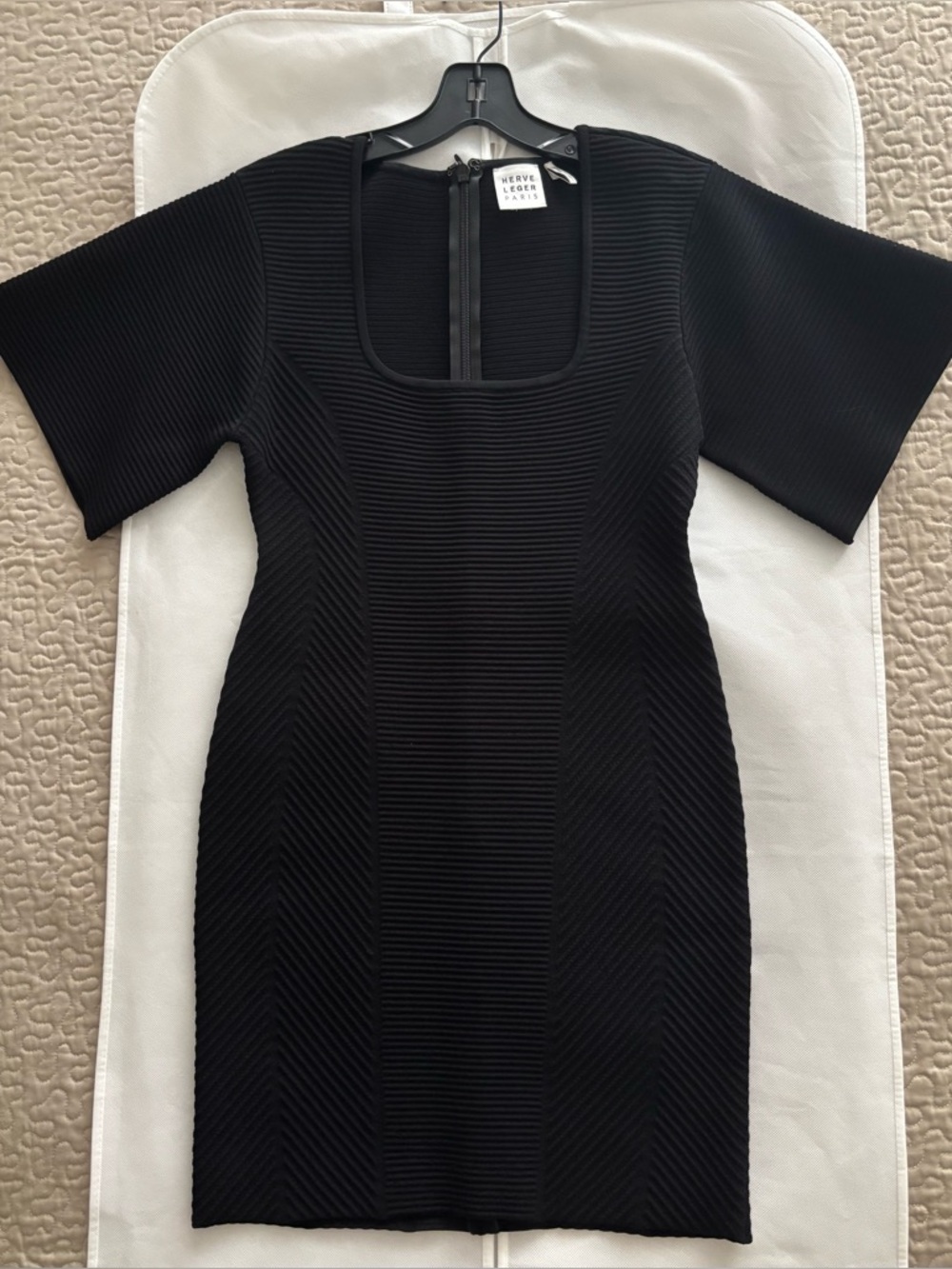 Herve Leger Black Ribbed  Mini Dress